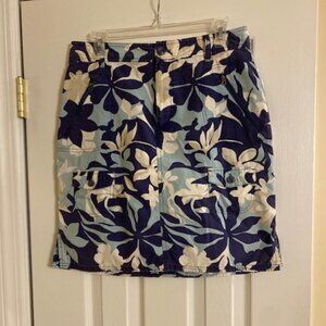 Columbia Women Blue XCO Floral Zipper Pocket Hawaiian Resort Beach Skirt Size 10